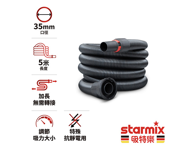 【500公分 / 5米】35mm 工業級抗靜電用高韌性防爆耐磨導電材質太空軟管組